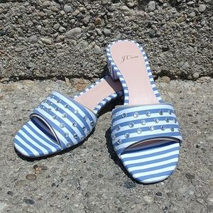 J.Crew Flora Slide Stripe With Studs Size 8